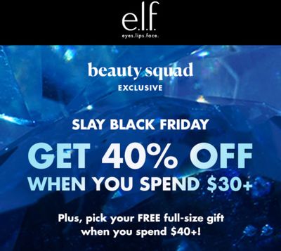 e.l.f. Cosmetics Canada Black Friday Sale Deals: 40% off $30+
