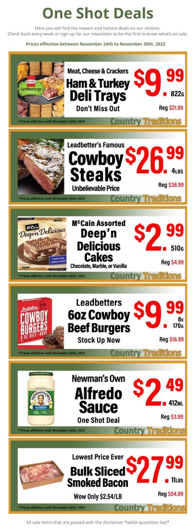 Country Traditions One-Shot Deals Flyer November 24 to 30