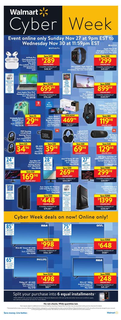 Walmart Cyber Week Flyer November 27 to 30