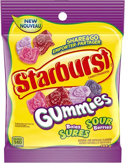 STARBURST Gummies Sour Berries, 164g On Sale for $ 2.00 at Amazon Canada
