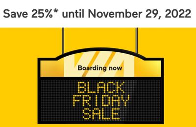 VIA Rail Black Friday & Cyber Monday Deals Sale: Save 25% off Train Tickets with Discount Coupon Promo Code