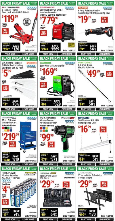 Harbor Freight Weekly Ad Flyer Specials November 24 to November 28, 2022