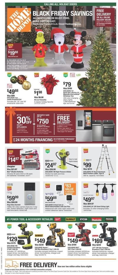 The Home Depot Weekly Ad Flyer Specials November 24 to November 30, 2022