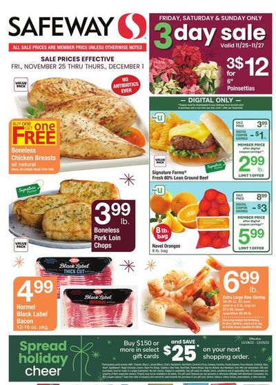 Safeway (MD, VA) Weekly Ad Flyer Specials November 25 to December 1, 2022