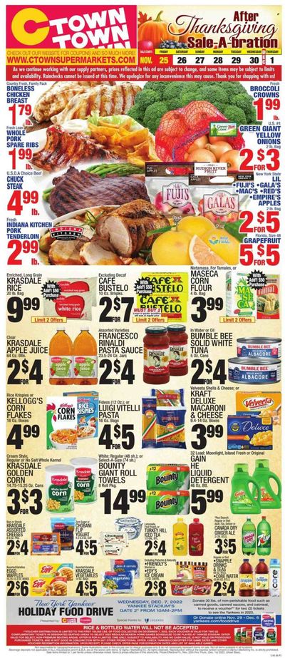 C-Town (CT, FL, MA, NJ, NY, PA) Weekly Ad Flyer Specials November 25 to December 1, 2022