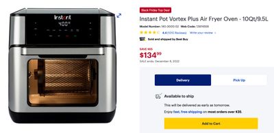 Best Buy Canada: Instant Pot Vortex Plus Air Fryer Oven $134.99 Save $65