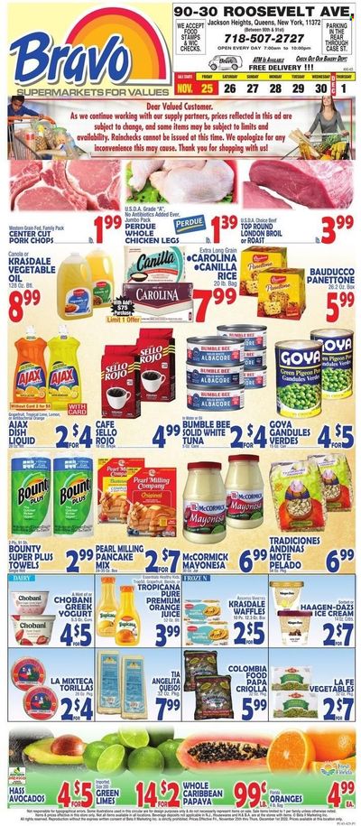 Bravo Supermarkets (CT, FL, MA, NJ, NY, PA) Weekly Ad Flyer Specials November 25 to December 1, 2022