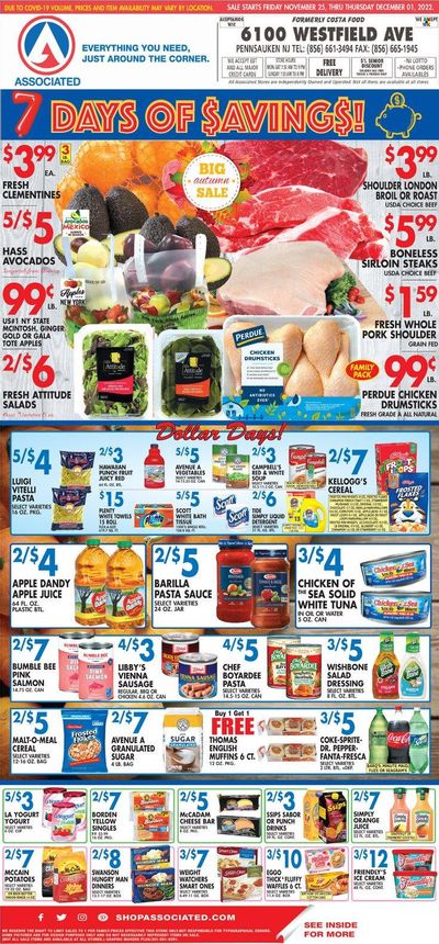 Associated Supermarkets (NY) Weekly Ad Flyer Specials November 25 to December 1, 2022