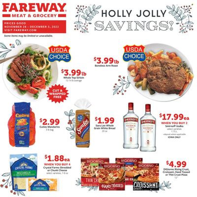 Fareway (IA) Weekly Ad Flyer Specials November 28 to December 3, 2022