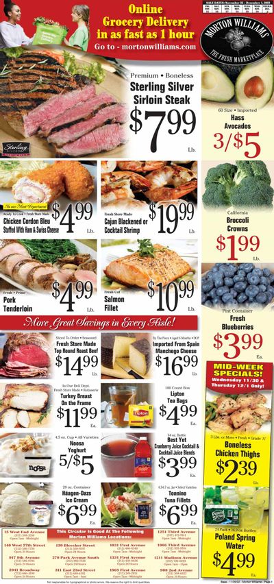Morton Williams (NY) Weekly Ad Flyer Specials November 25 to December 1, 2022