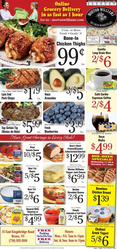 Morton Williams (NY) Weekly Ad Flyer Specials November 25 to December 1, 2022