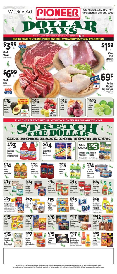 Pioneer Supermarkets (NJ, NY) Weekly Ad Flyer Specials November 27 to December 3, 2022