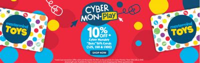 Mastermind Toys Canada Cyber Monday Offer: Get 10% Off Gift Cards + Free Shipping No Minimum