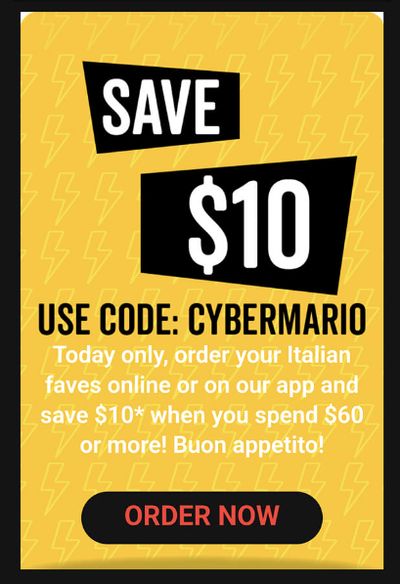 East Side Mario’s Cyber Monday Offer: $10 Off When You Spend $60+ Online or Through The App