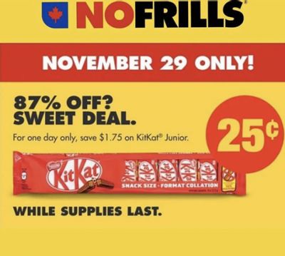 No Frills Canada: KitKat Junior 25 Cents Today Only (save 87%!)