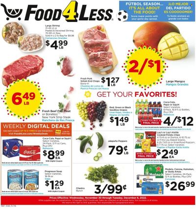 Food 4 Less (CA) Weekly Ad Flyer Specials November 30 to December 6, 2022