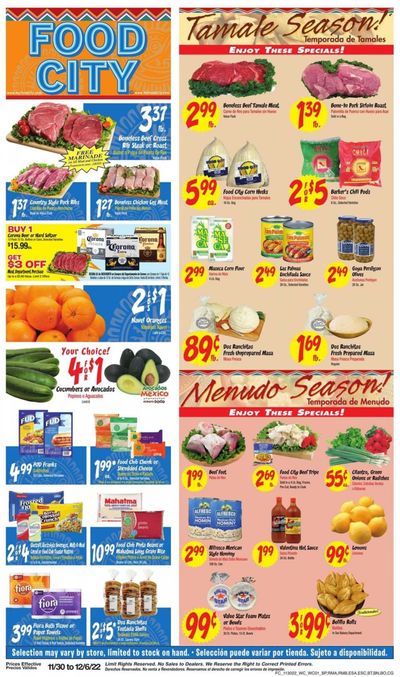 Food City (AZ) Weekly Ad Flyer Specials November 30 to December 6, 2022