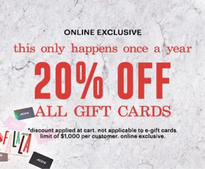 Ardene Canada: Get 20% Off Gift Cards Online Only Until December 1st