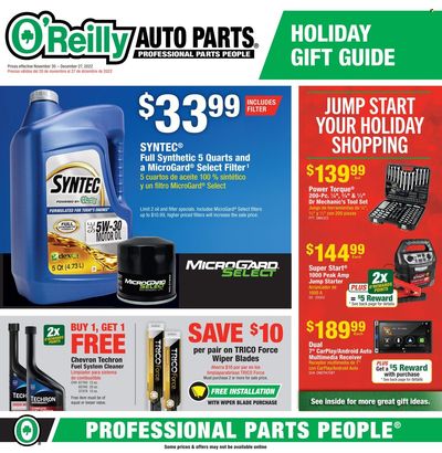 O'Reilly Auto Parts Weekly Ad Flyer Specials November 30 to December 27, 2022
