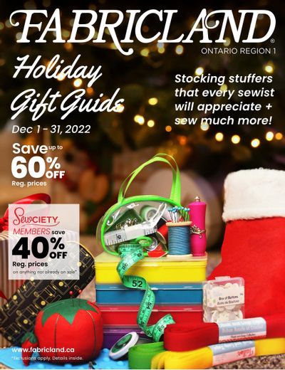 Fabricland (ON) Holiday Gift Guide Flyer December 1 to 31