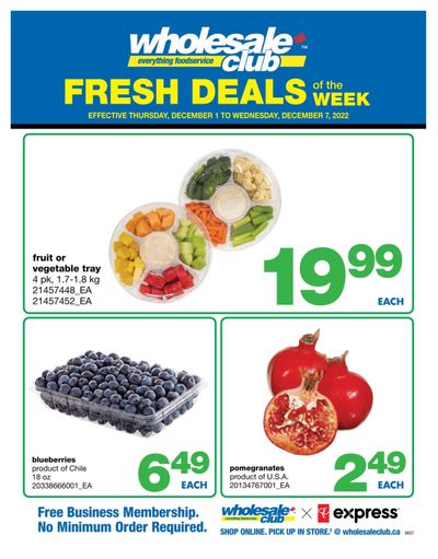 Wholesale Club (West) Fresh Deals of the Week Flyer December 1 to 7