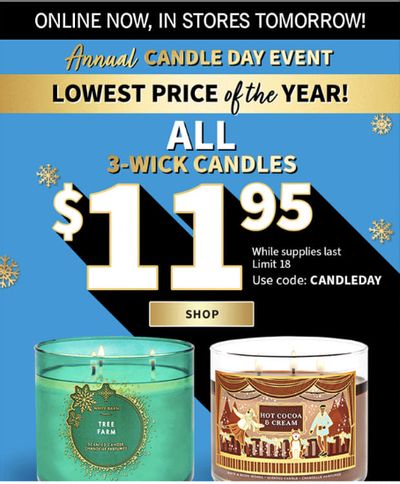 Bath & Body Works Canada Candle Day Event: $11.95 3-Wick Candles Now Live Online!