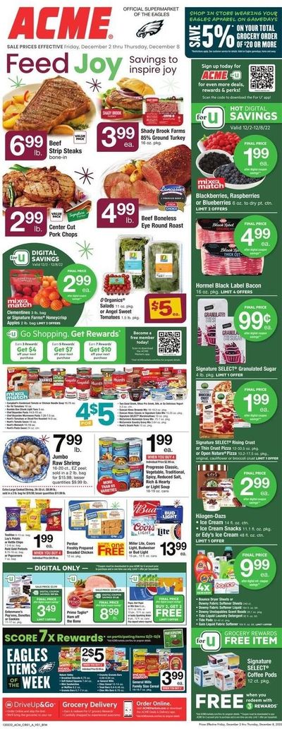 ACME (DE, NJ, NY, PA) Weekly Ad Flyer Specials December 2 to December 8, 2022