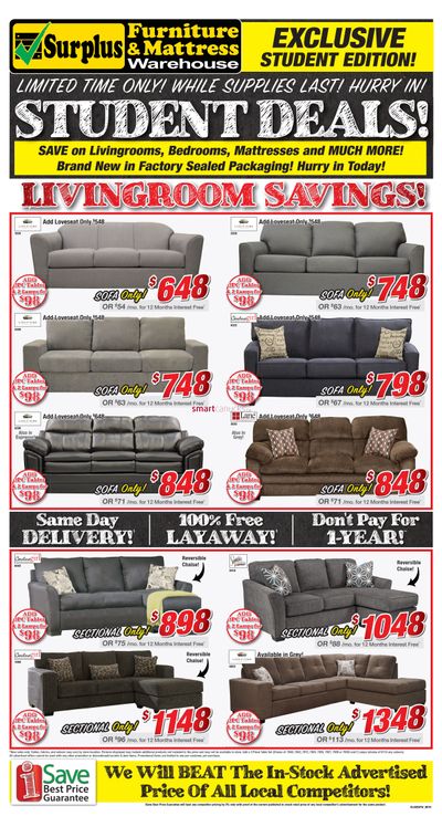 Surplus Furniture & Mattress Warehouse (Corner Brook) Flyer August 7 to September 12