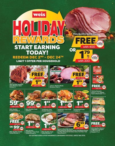 Weis (MD, NY, PA) Weekly Ad Flyer Specials December 1 to December 24, 2022