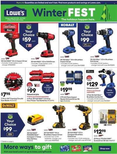 Lowe's Weekly Ad Flyer Specials December 1 to December 7, 2022
