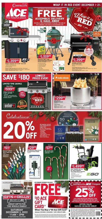 ACE Hardware Weekly Ad Flyer Specials December 1 to December 24, 2022