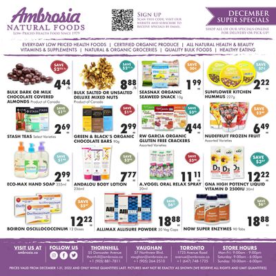 Ambrosia Natural Foods Flyer December 1 to 31