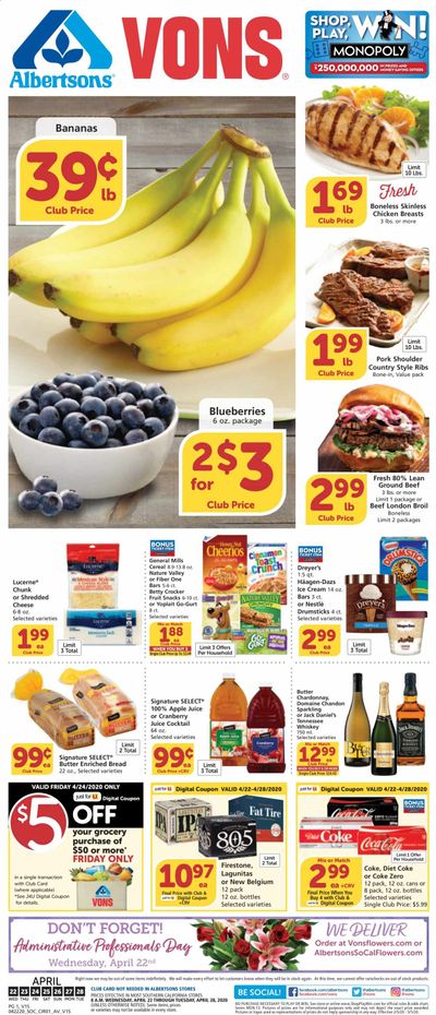 Vons Weekly Ad & Flyer April 22 to 28
