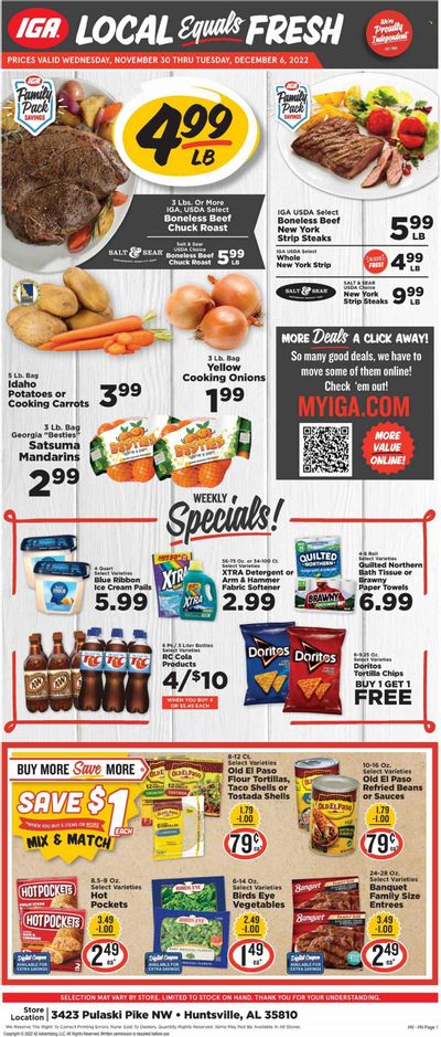 IGA (AL) Weekly Ad Flyer Specials November 30 to December 6, 2022