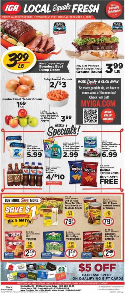 IGA (OH) Weekly Ad Flyer Specials November 30 to December 6, 2022