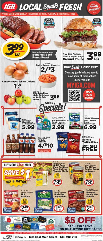 IGA (IL) Weekly Ad Flyer Specials November 30 to December 6, 2022