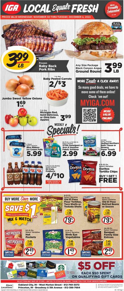 IGA (IN) Weekly Ad Flyer Specials November 30 to December 6, 2022