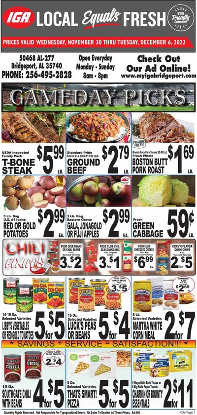 IGA (50) Weekly Ad Flyer Specials November 30 to December 6, 2022