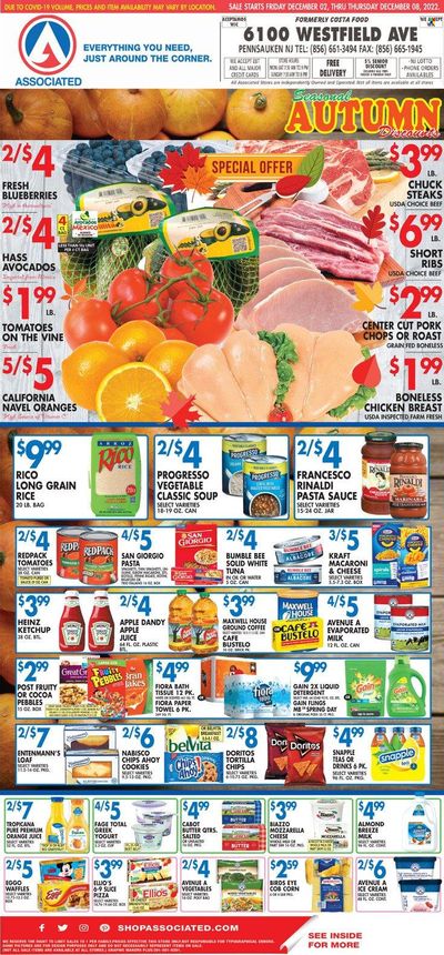 Associated Supermarkets (NY) Weekly Ad Flyer Specials December 2 to December 8, 2022
