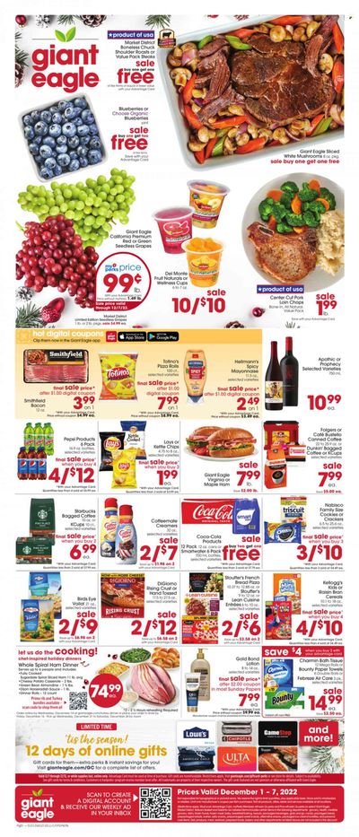 Giant Eagle (OH, PA) Weekly Ad Flyer Specials December 1 to December 7, 2022