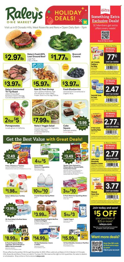 Raley's (CA, NV) Weekly Ad Flyer Specials November 30 to December 6, 2022