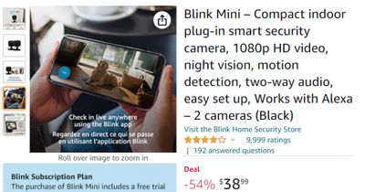 Amazon.ca: Blink Mini Set of 2 Indoor Security Cameras $38.99 (Was $84.99, Save 54%)