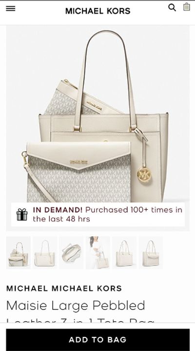 Michael Kors Canada: Maisie Large Pebbled Leather 3-in-1 Tote Bag $199 (Was $798!)