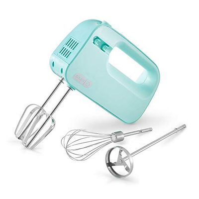Dash SmartStore™ Deluxe Compact Electric Hand Mixer + Whisk and Milkshake Attachment for Whipping, Mixing Cookies, Brownies, Cakes, Dough, Batters, Meringues & More, 3 Speed, 150-Watt – Aqua $36.59 (Reg $42.41)