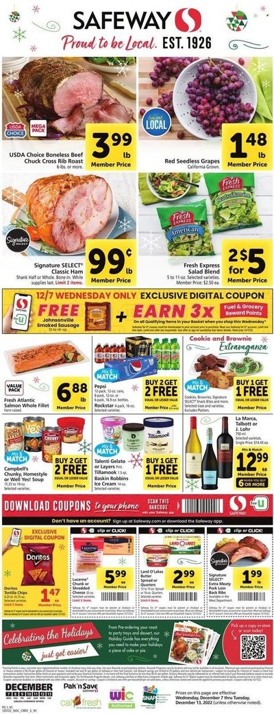 Safeway (CA, OR, WA) Weekly Ad Flyer Specials December 7 to December 13, 2022