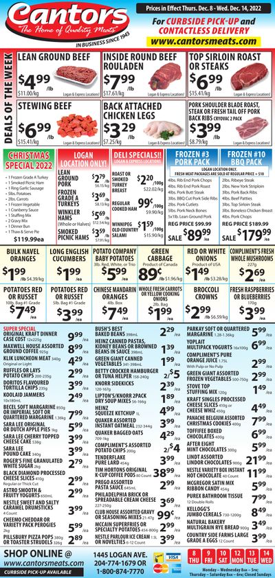 Cantor's Meats Flyer December 8 to 14