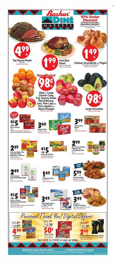 Bashas' Diné Markets (AZ, NM) Weekly Ad Flyer Specials December 7 to December 13, 2022
