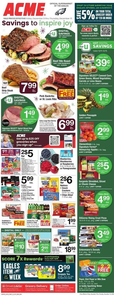 ACME (DE, NJ, NY, PA) Weekly Ad Flyer Specials December 9 to December 15, 2022