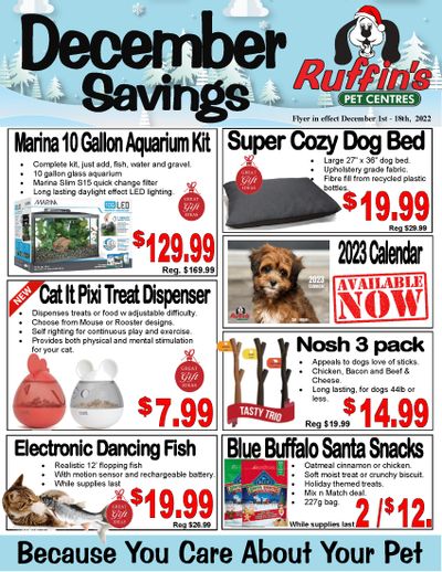 Rufiin's Pet Centre Flyer December 1 to 18