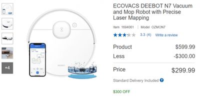 Costco.ca Canada: ECOVACS DEEBOT N7 Vacuum and Mop Robot $299.99 (Was $599.99, Save 50%)